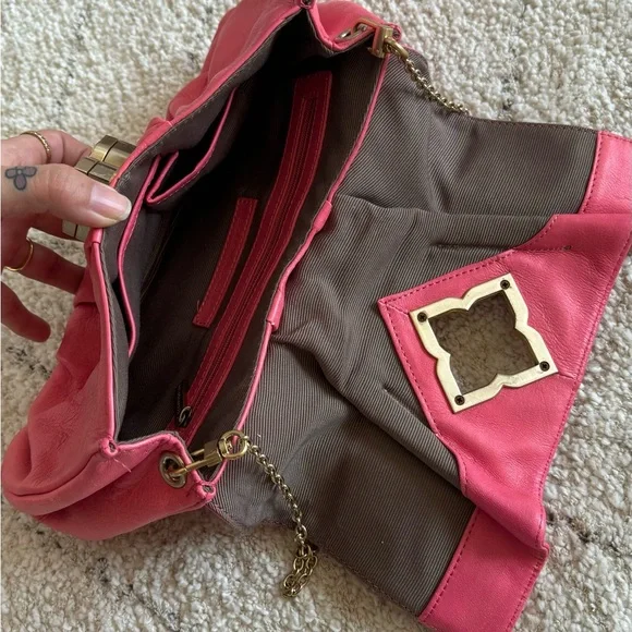 BCBG Maxazria Pink Leather Chain Shoulder Bag - Picture 5 of 10